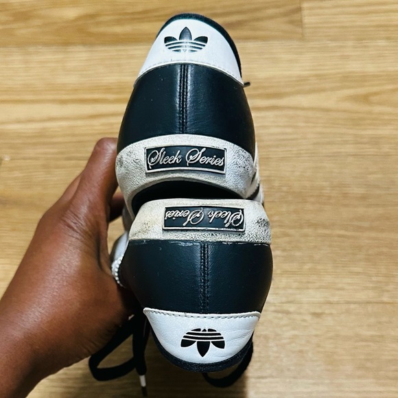 Adidas black and white leather lace up sneakers. - Picture 6 of 14
